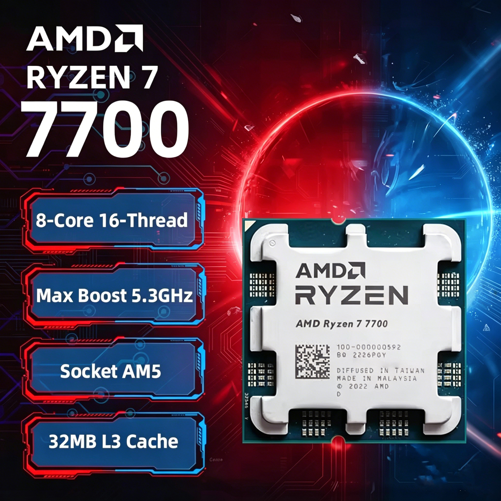 AMD Ryzen 7 7700 R7 7700 8 Cor - Pc Gaming Games review and price