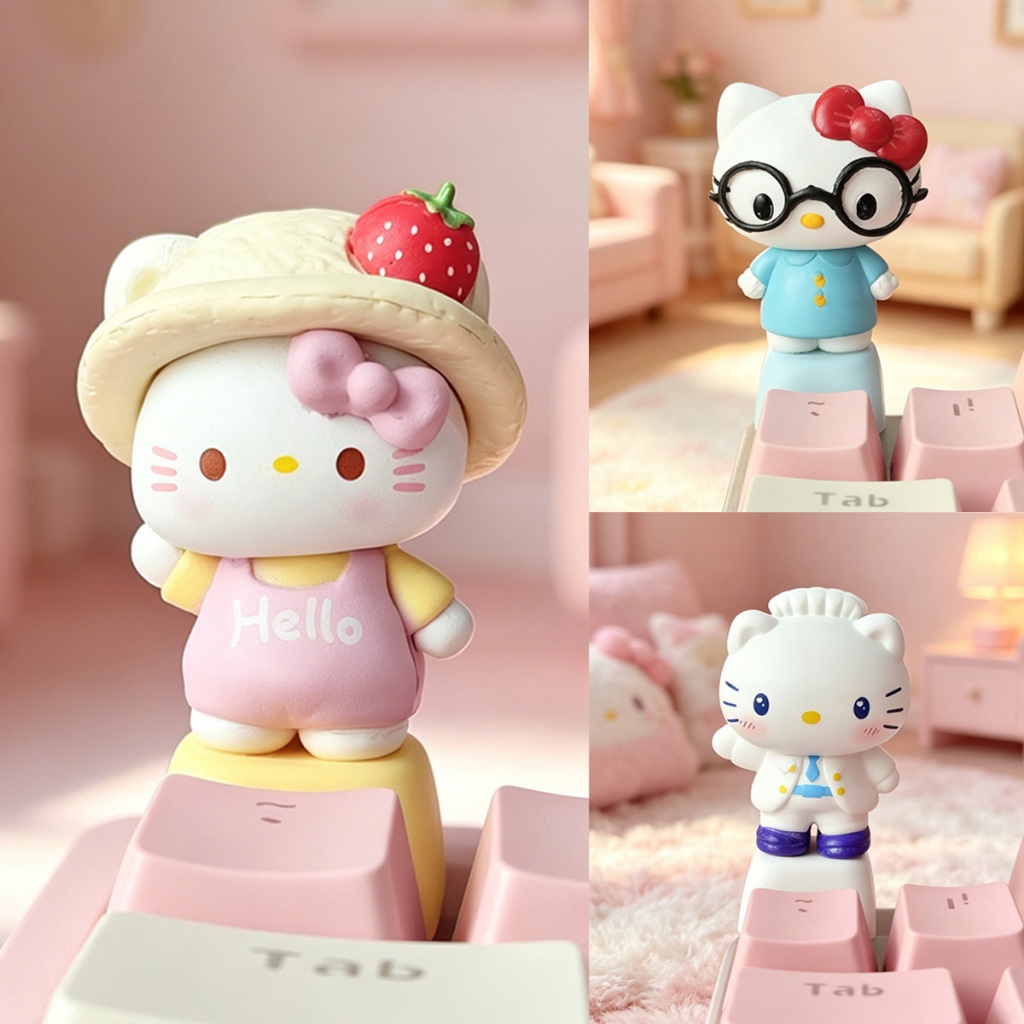 Cute 3D Hello Kittys Keycap Ha - Custom Keycaps review and price